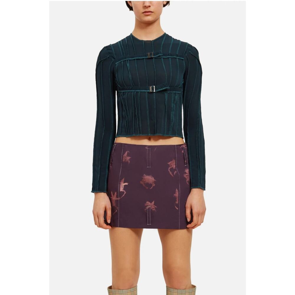 Helena Manzano Top Opening Ceremony Scuba Strap Blouse Crop Blue FW19 $520 Med - Picture 1 of 6
